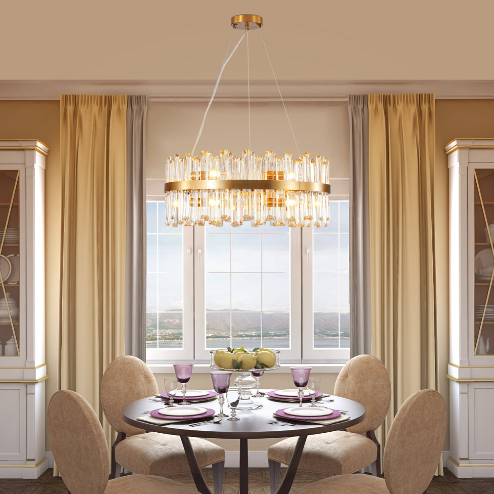 23.6-Inch Luxury Crystal Chandelier – Modern LED Ceiling Light for Living & Dining Room