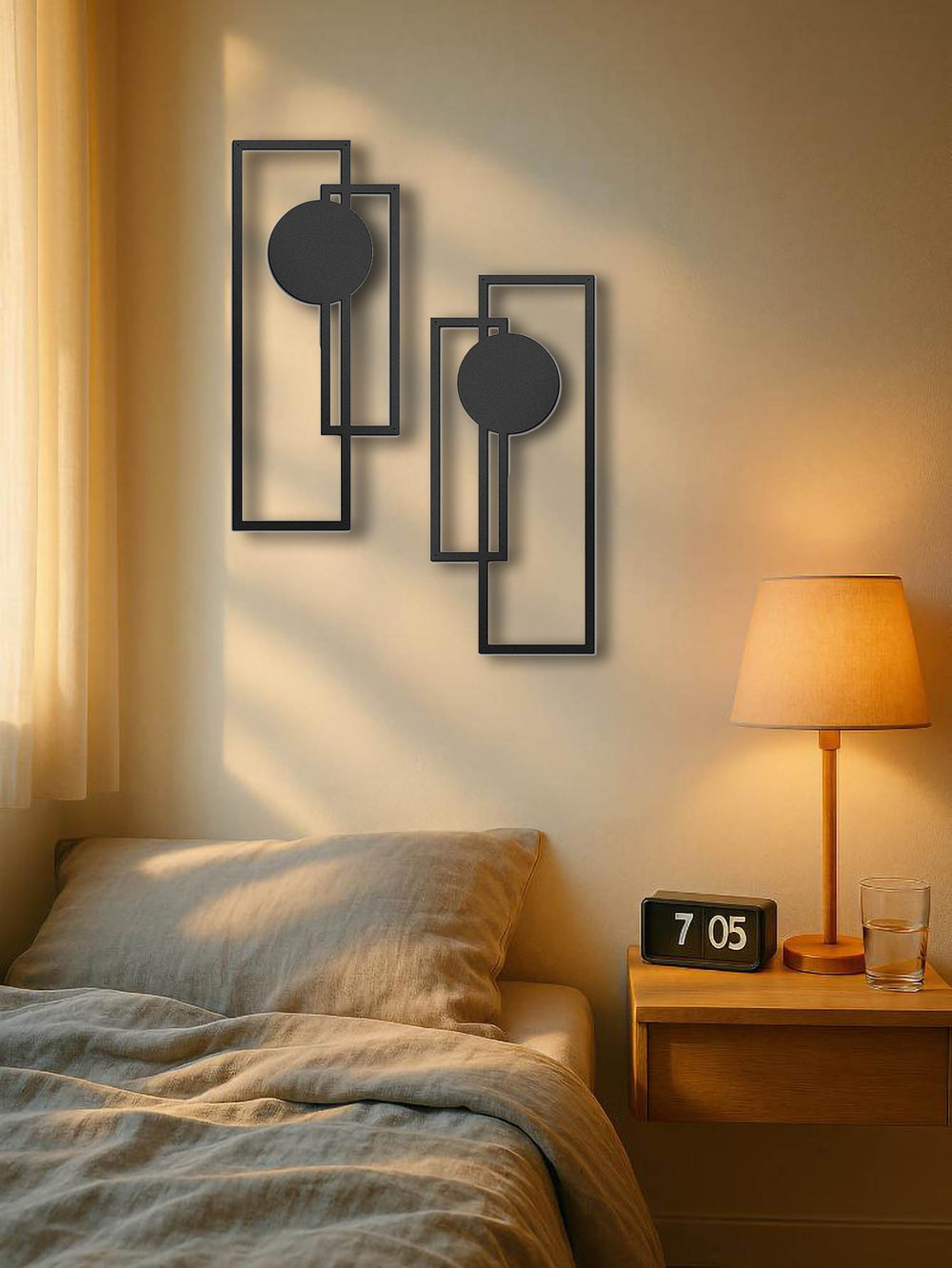 2-Piece Minimalist Abstract Geometric Metal Wall Decor